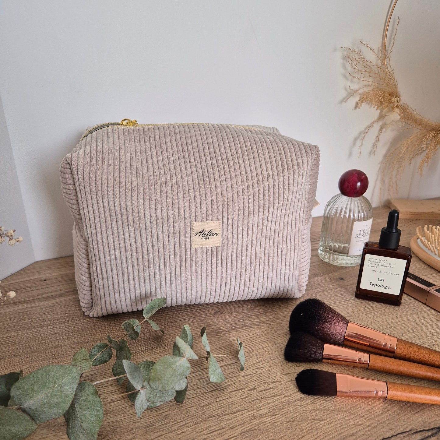 ✄ Trousse de Toilette - Velours Écru