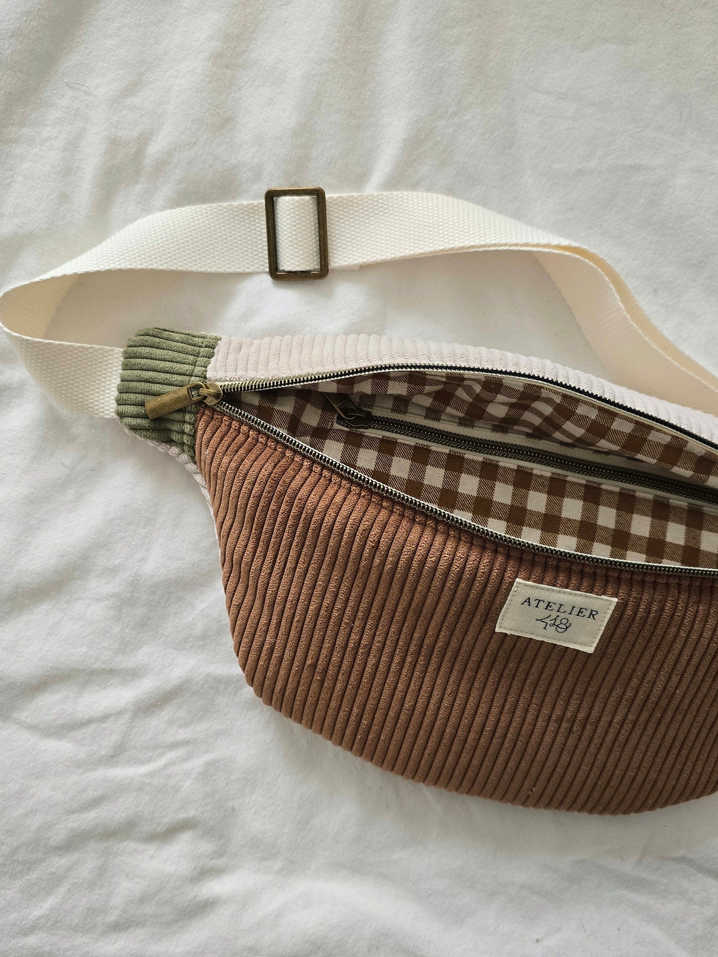 ✄‎ ‎ ‎Sac banane COLOBLOCK - Vichy marron