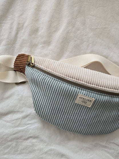 ✄‎ ‎ Sac banane COLOBLOCK - Rayure sauge