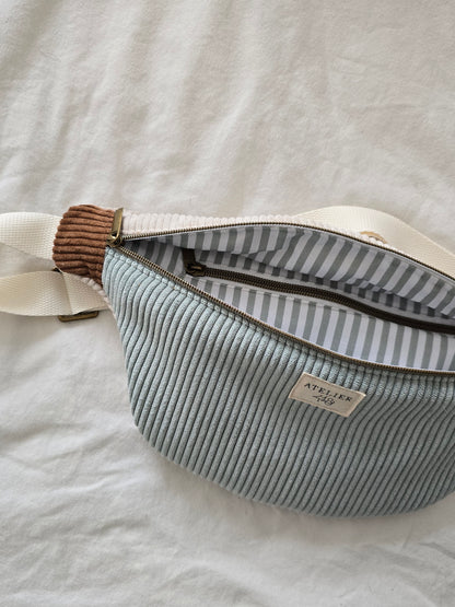 ✄‎ ‎ Sac banane COLOBLOCK - Rayure sauge