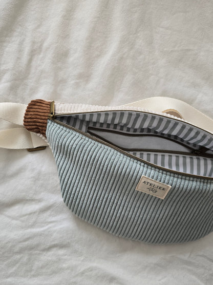✄‎ ‎ Sac banane COLOBLOCK - Rayure sauge