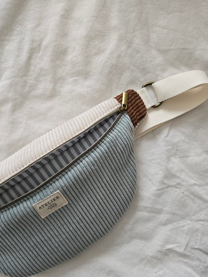 ✄‎ ‎ Sac banane COLOBLOCK - Rayure sauge