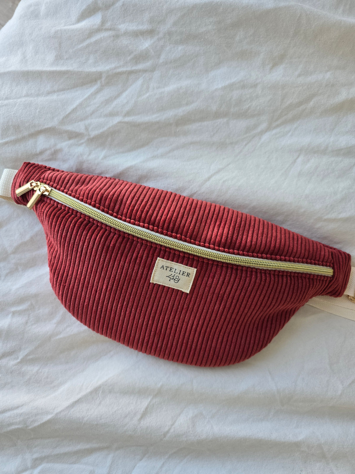 ✄‎ ‎ Sac Banane Velours Rouge / Ambre