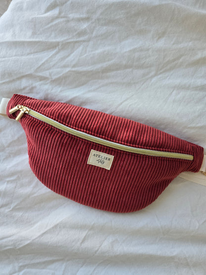 ✄‎ ‎ Sac Banane Velours Rouge / Ambre