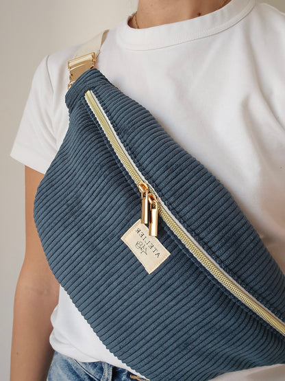 ✄‎ ‎ Sac Banane Velours Pétrole / Salters forest