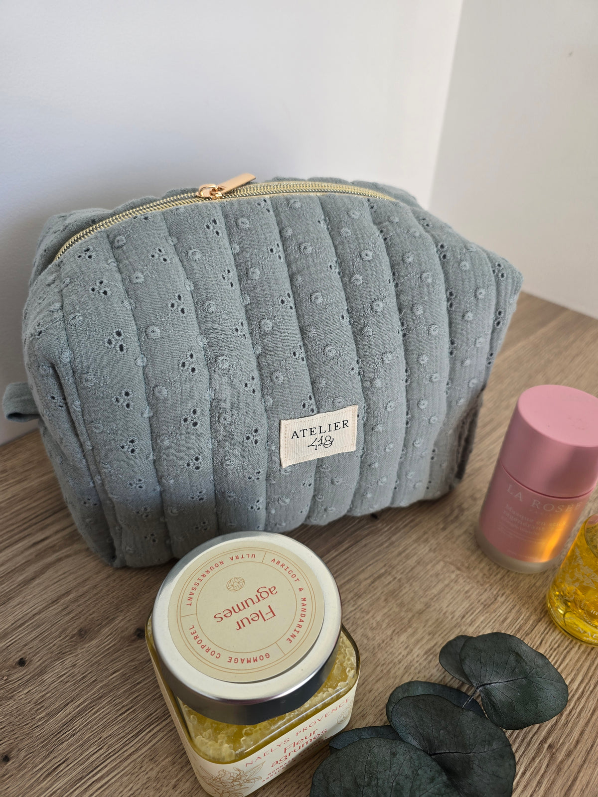 ✄‎ Trousse de Toilette - Adèle vert d'eau