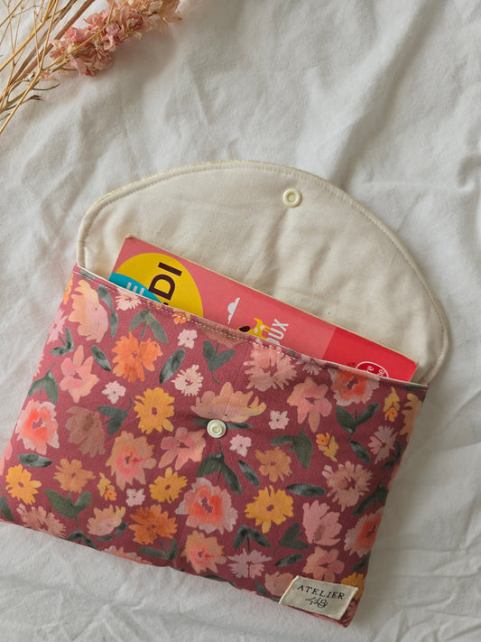 ✄‎ ‎ Pochette à Livre / Tablette Camélia Aubergine