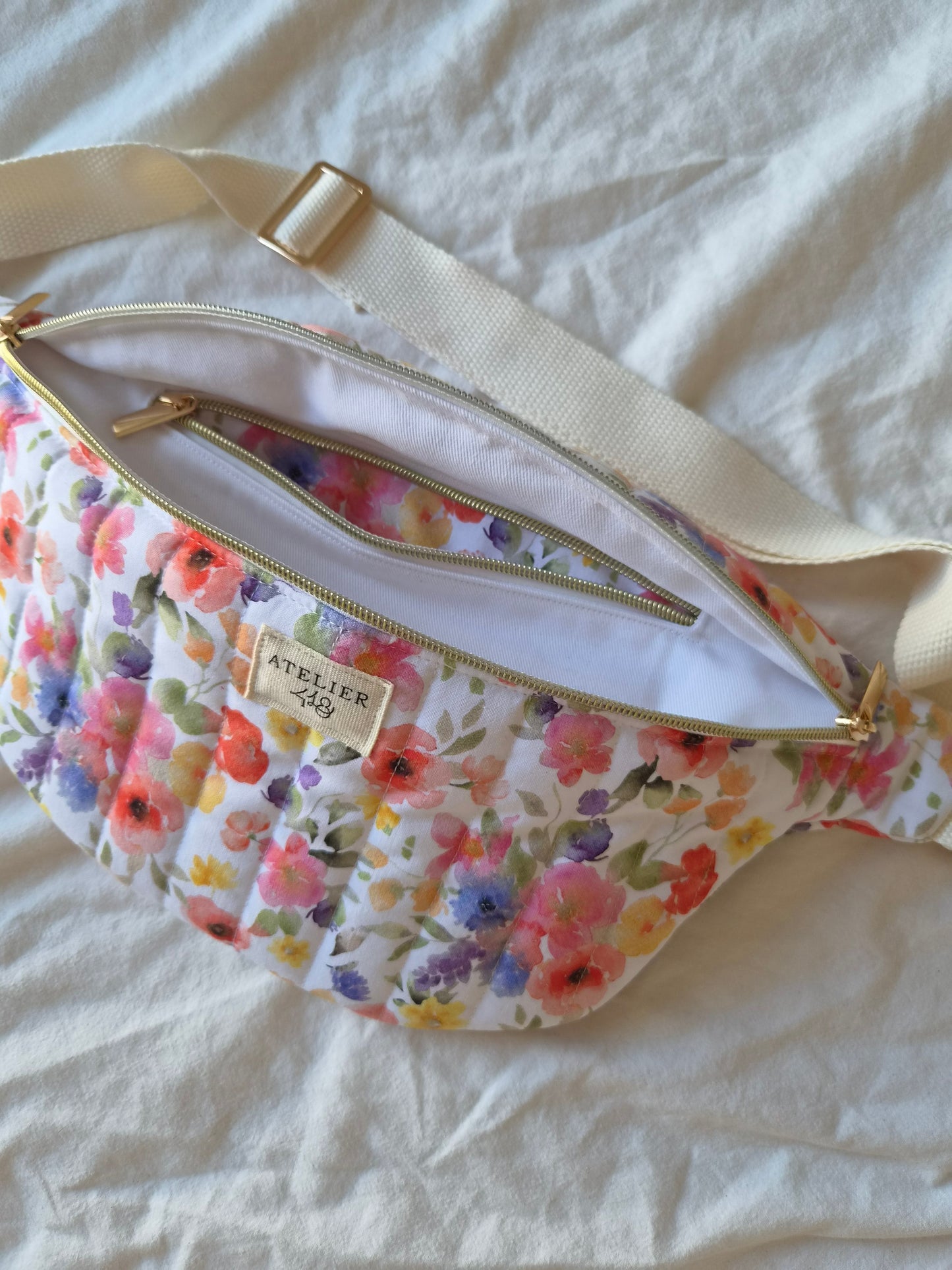 EN STOCK - Sac banane Motif Bouquet Aquarelle
