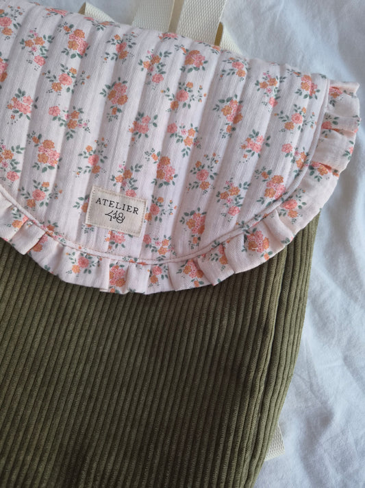 ✄‎ ‎ ‎Sac à dos maternelle à rabat Kaki - Camille