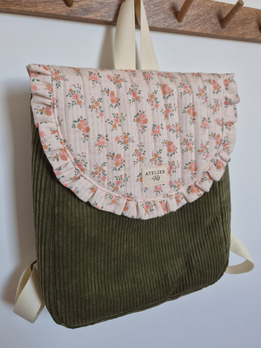 ✄‎ ‎ ‎Sac à dos maternelle à rabat Kaki - Camille