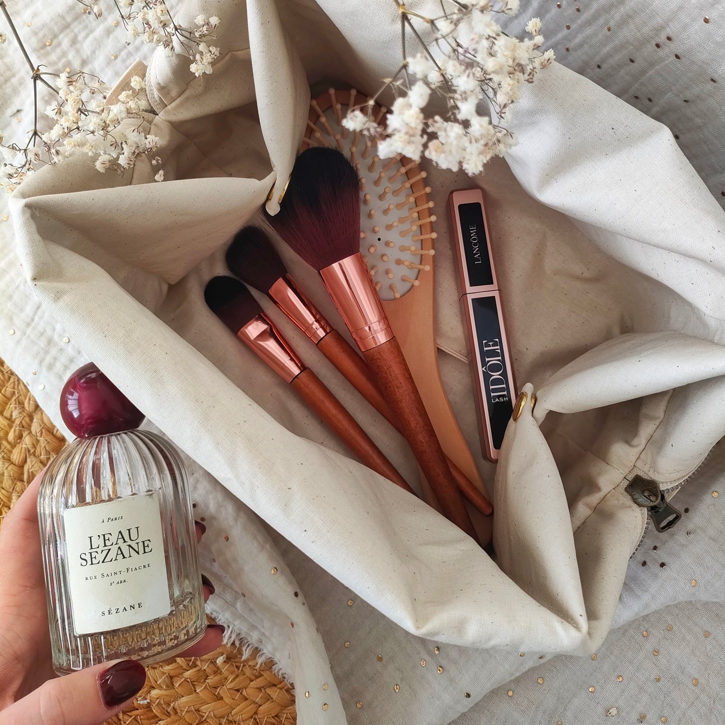✄‎ Trousse de Toilette - Velours Écru
