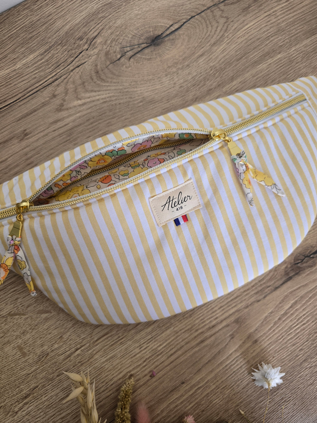 RESERVE AUDREY - Sac banane rayure jaune et Sun kissed