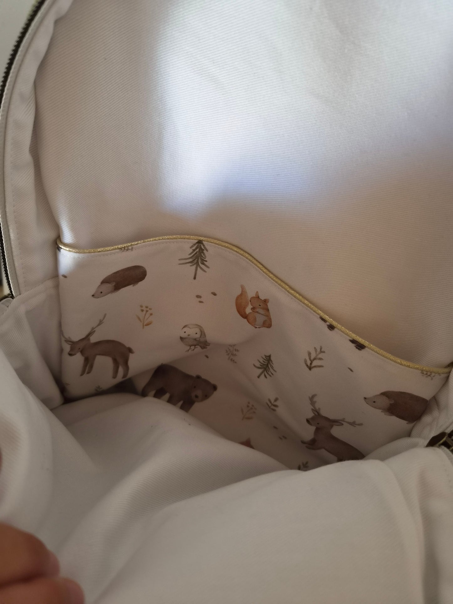 EN STOCK - Sac à dos maternelle zippé Velours Kaki - Forêt