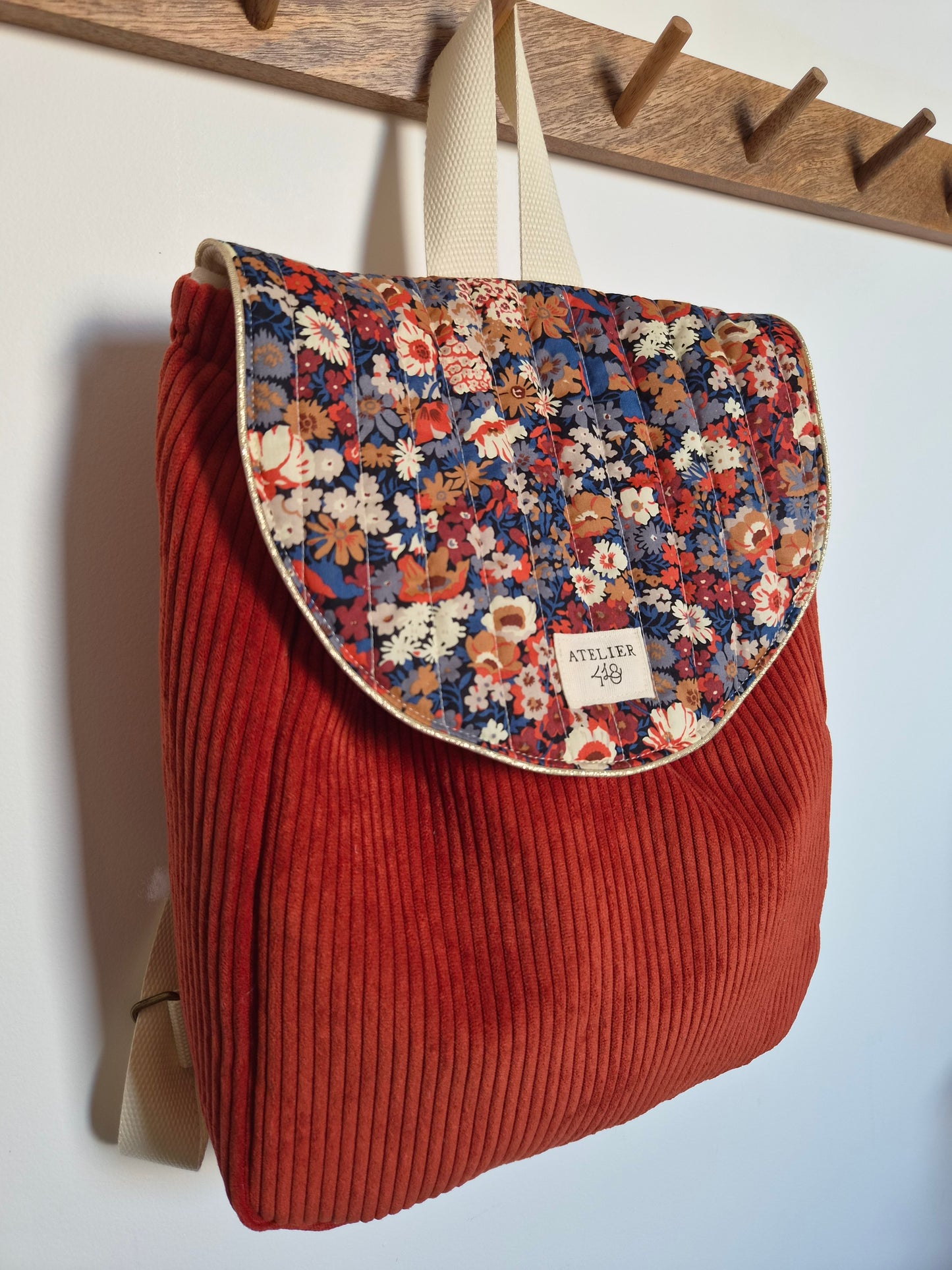 ✄‎ ‎ ‎Sac à dos maternelle à rabat Terracotta - Ambre