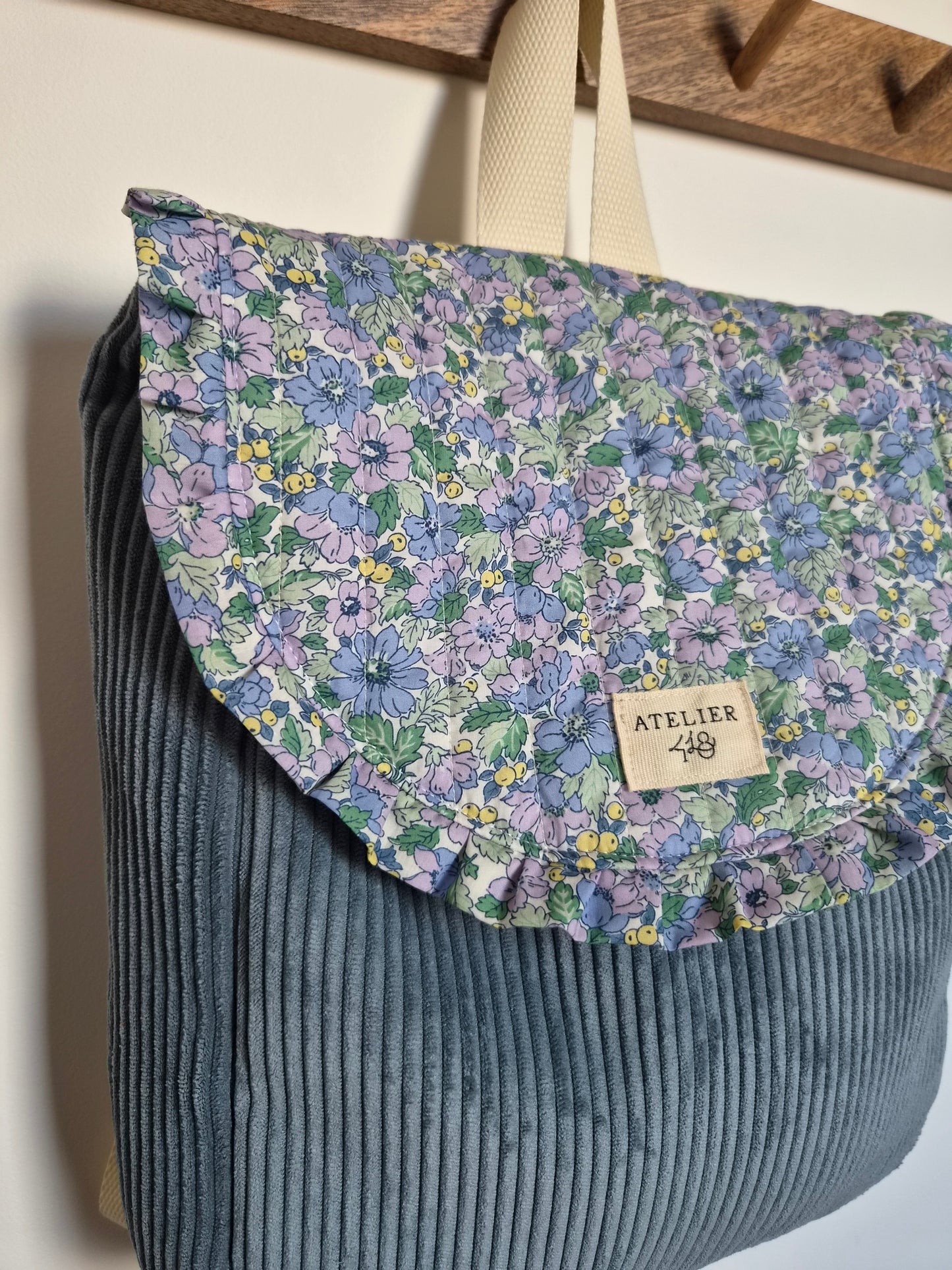 ✄‎ ‎ Sac à dos maternelle à rabat Jeans - Liberty Dahlia