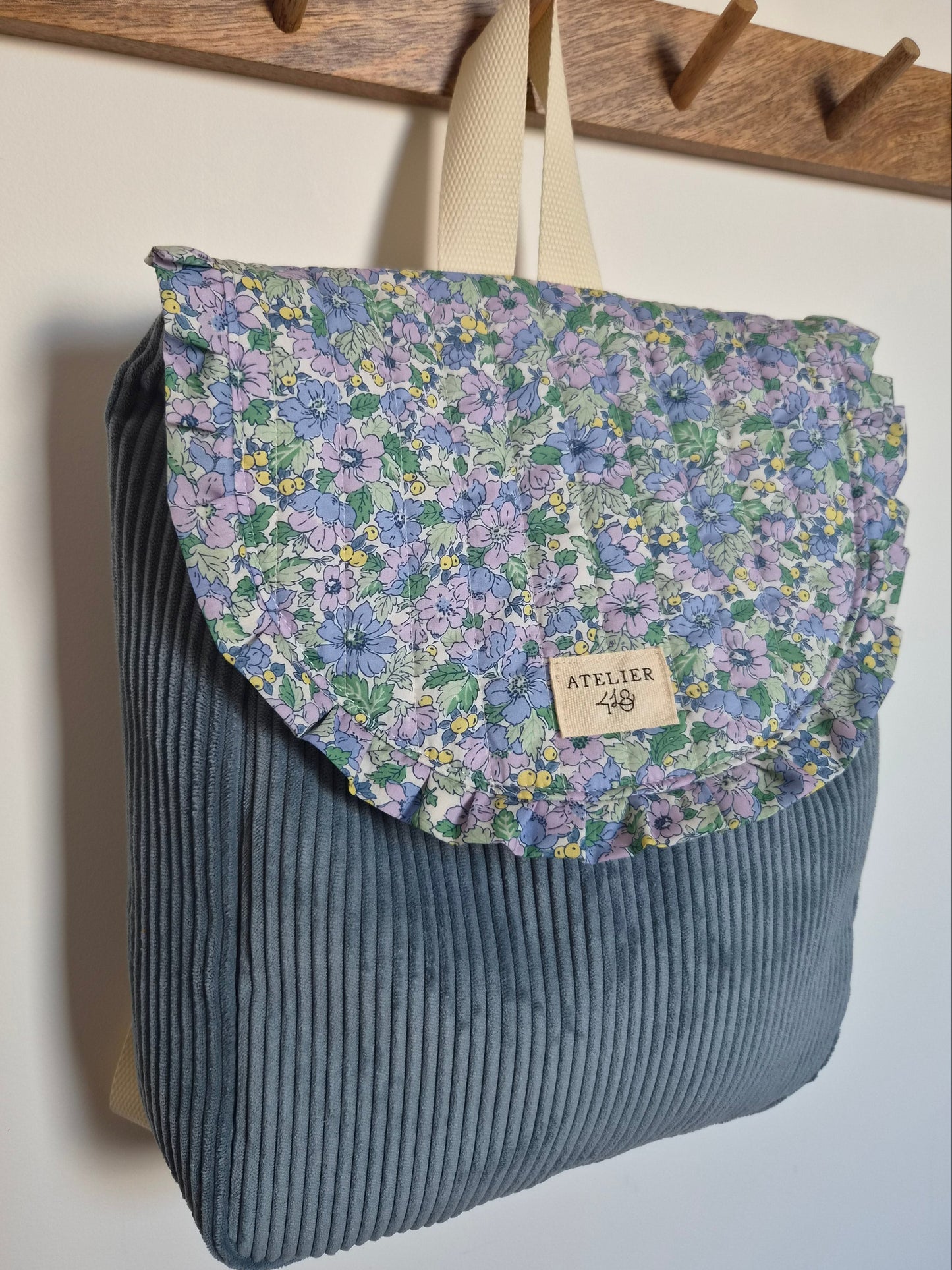 ✄‎ ‎ Sac à dos maternelle à rabat Jeans - Liberty Dahlia