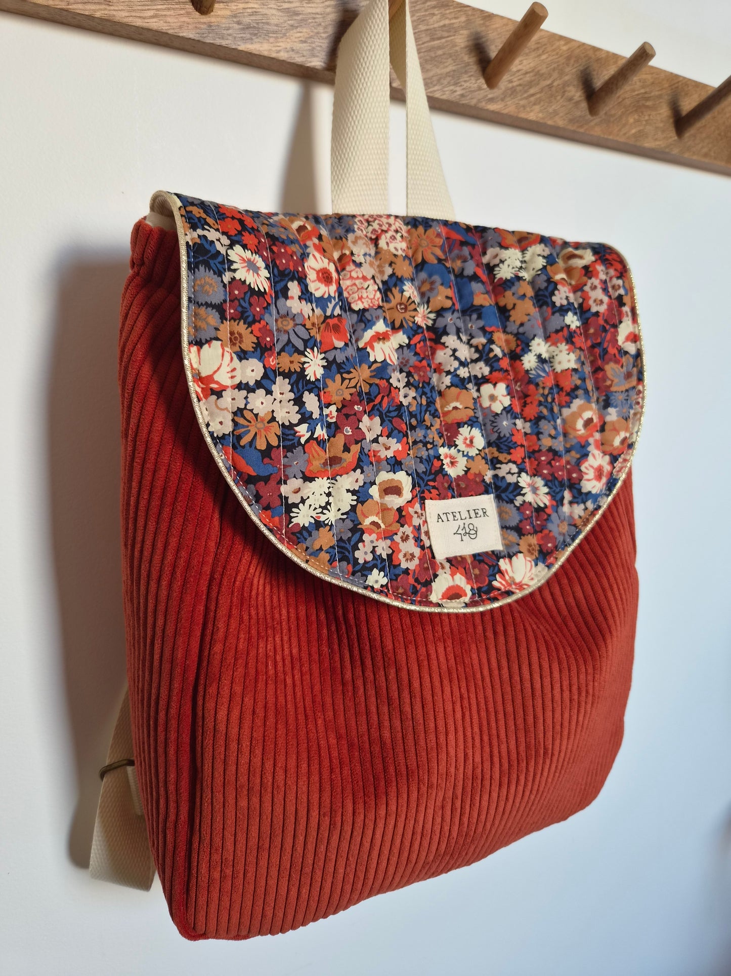 ✄‎ ‎ ‎Sac à dos maternelle à rabat Terracotta - Ambre