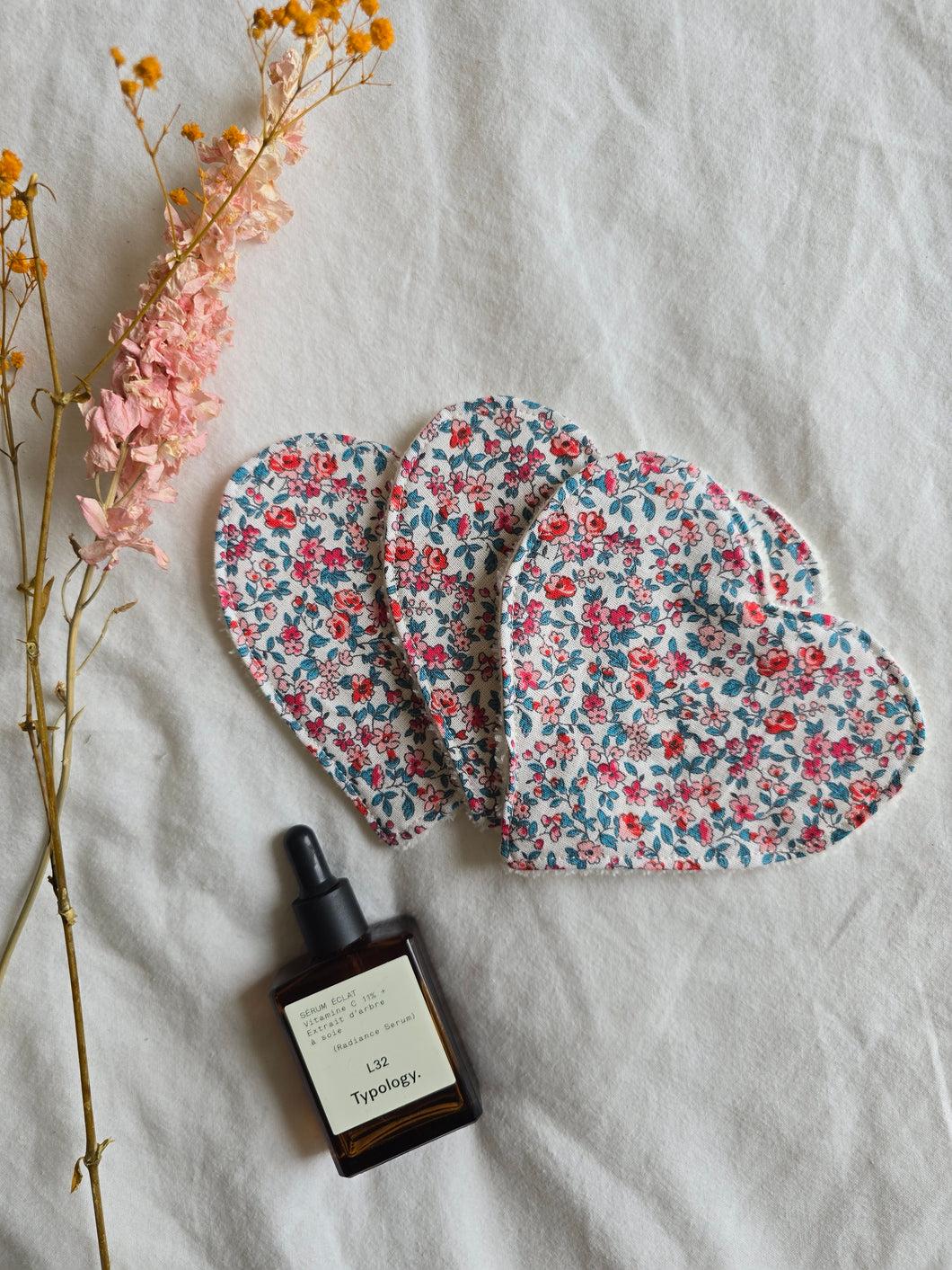 ✄‎ ‎ Lingettes lavables coeur en velours de bambou personnalisable