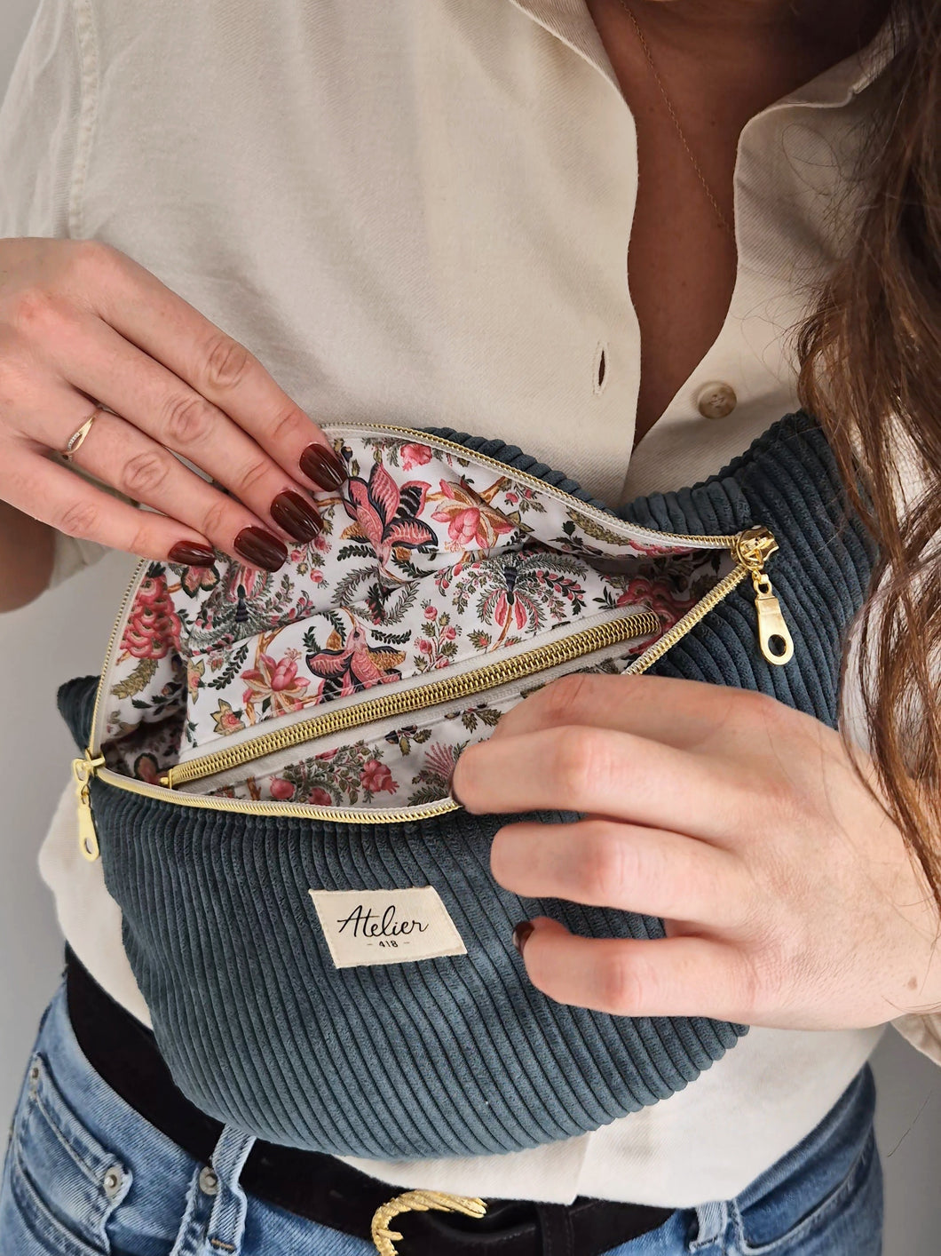 ✄‎ ‎ Sac banane velours Palopa (plusieurs couleurs)